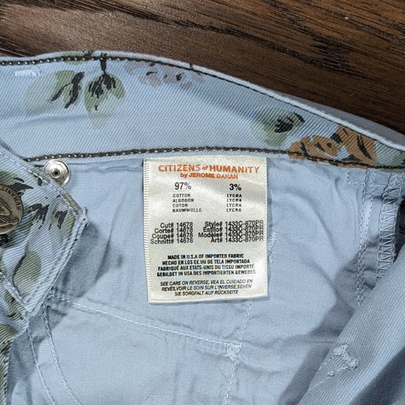 Citizens of Humanity Mandy High Waist Blue Floral Ankle Size 29 Roll Up - Picture 6 of 12